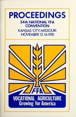 54Th NATIONAL FFA CONVENTION KANSAS CITY, MISSOURI NOVEMBER 12 14,1981