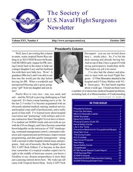 The Society of U.S. Naval Flight Surgeons Newsletter