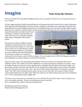 Notes from the Owners of Imagine