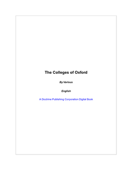 The Colleges of Oxford
