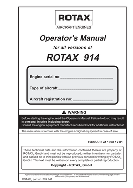 Operators Manual 914 Series Rev. 3 09/2004