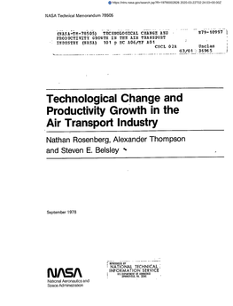 Technological Change and Productivity Growth in the Air Transport Industry Nathan Rosenberg, Alexander Thompson and Steven E