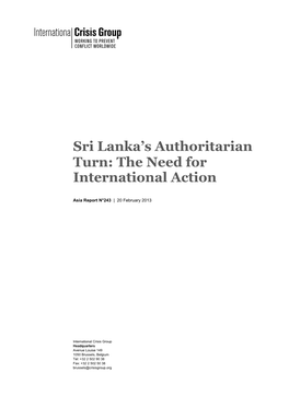 Sri Lanka's Authoritarian Turn: the Need for International Action