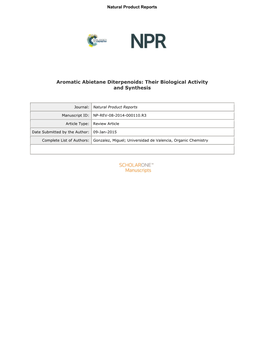 Aromatic Abietane Diterpenoids: Their Biological Activity and Synthesis