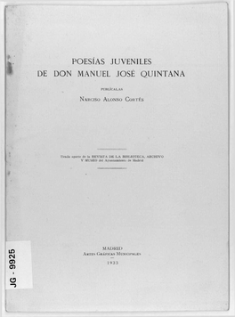 Poesías Juveniles De Don Manuel José Quintana