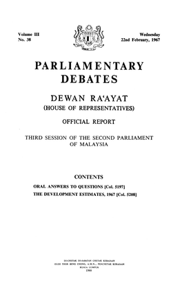 Parliamentary Debates Dewan Ra'ayat