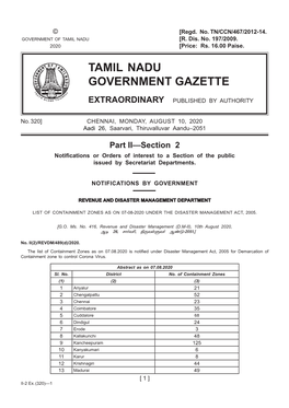 320] CHENNAI, MONDAY, AUGUST 10, 2020 Aadi 26, Saarvari, Thiruvalluvar Aandu–2051