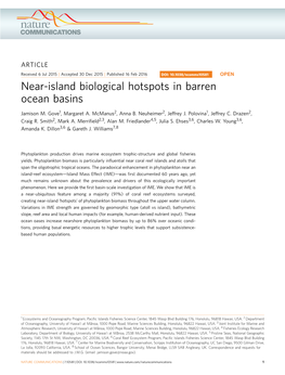 Near-Island Biological Hotspots in Barren Ocean Basins