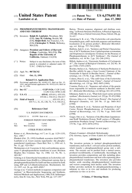(12) United States Patent (10) Patent No.: US 6,579,695 B1 Lambalot Et Al
