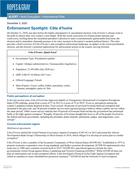 Enforcement Spotlight: Côte D'ivoire