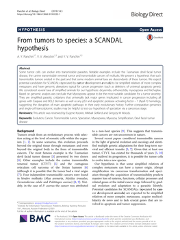 From Tumors to Species: a SCANDAL Hypothesis A