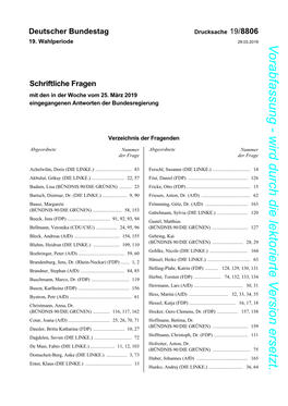 Deutscher Bundestag Drucksache 19/8806 29.03.2019 19