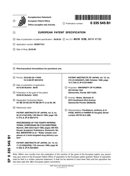 Pharmaceutical Formulations for Parenteral Use