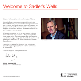 Welcome to Sadler's Wells