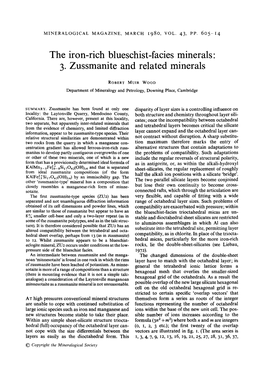 The Iron-Rich Blueschist-Facies Minerals" 3. Zussmanite and Related Minerals