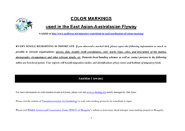 Color Markings Used in the EAA Flyway