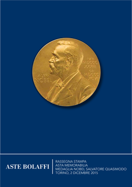 Rassegna Stampa Asta Memorabilia Medaglia Nobel Salvatore Quasimodo Torino, 2 Dicembre 2015
