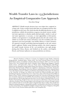 Wealth Transfer Laws in 153 Jurisdictions: an Empirical Comparative Law Approach