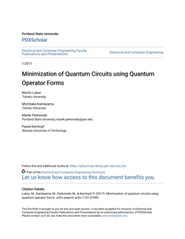 Minimization of Quantum Circuits Using Quantum Operator Forms