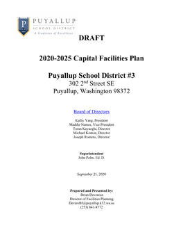 DRAFT 2020-2025 Capital Facilities Plan Puyallup School District #3