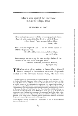 Satan's War Against the Covenant in Salem Village, 1692