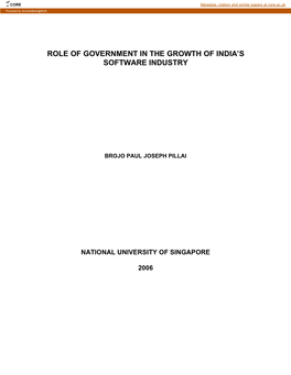 Role of Government in the Growth of India's Software