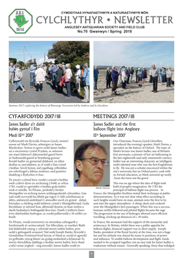 CYLCHLYTHYR • NEWSLETTER ANGLESEY ANTIQUARIAN SOCIETY and FIELD CLUB No.70 Gwanwyn / Spring 2018