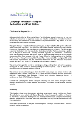 Campaign for Better Transport Derbyshire and Peak District