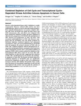 Combined Depletion of Cell Cycle and Transcriptional Cyclin- Dependent Kinase Activities Induces Apoptosis in Cancer Cells