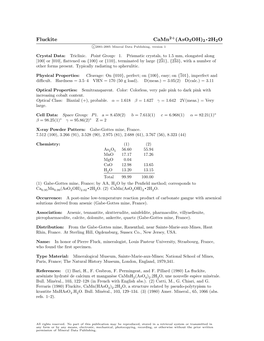 Fluckite Camn (Aso3oh)2 • 2H2O C 2001-2005 Mineral Data Publishing, Version 1