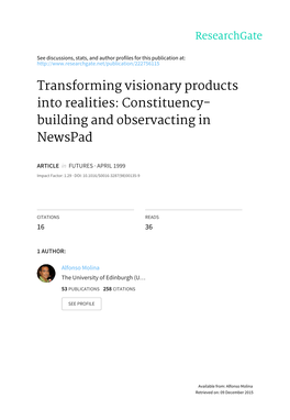 Transforming Visionary Products Into Realities: Constituency- Building and Observacting in Newspad