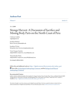 Strange Harvest: a Discussion of Sacrifice and Missing Body Parts on the North Coast of Peru," Andean Past: Vol