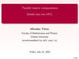 Parallel Matrix Computations