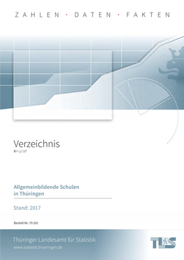 Allgemeinbildende Schulen in Thüringen Stand: 2017