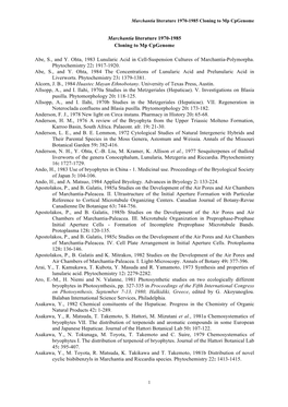 Marchantia References 1970-1985 Cloning to Mp Cpgenome