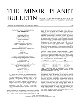 The Minor Planet Bulletin (Warner Et Al., 2015)