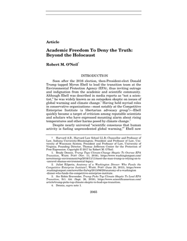 Academic Freedom to Deny the Truth: Beyond the Holocaust