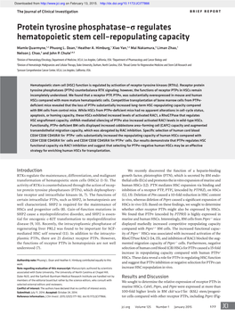 Protein Tyrosine Phosphatase–Σ Regulates Hematopoietic Stem Cell–Repopulating Capacity