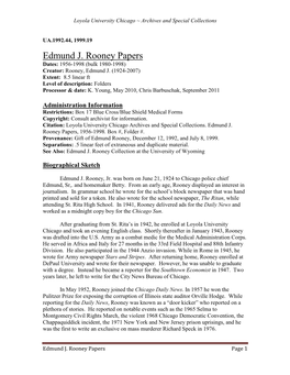 Edmund J. Rooney, Ed.D., Papers, 1956-1998