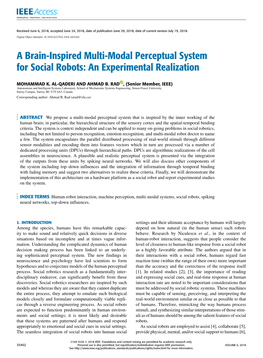 A Brain-Inspired Multi-Modal Perceptual System for Social Robots: an Experimental Realization