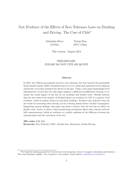 New Evidence of the Effects of Zero Tolerance Laws on Drinking And