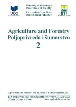 Agriculture and Forestry, Volume 63