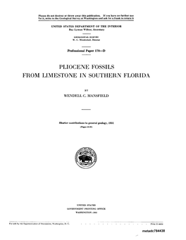 Pliocene Fossils from Limestone in Southern Florida