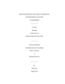 Host Selection by the Walnut Twig Beetle, Pityophthorus