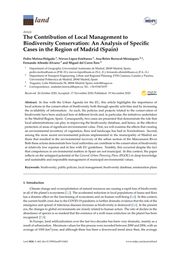 The Contribution of Local Management to Biodiversity Conservation: an Analysis of Specific Cases in the Region of Madrid (Spain)