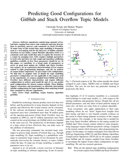 Predicting Good Configurations for Github and Stack Overflow Topic