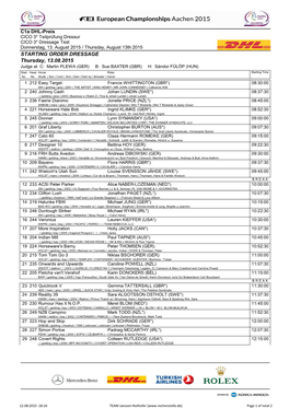 Thursday, 13.08.2015 STARTING ORDER DRESSAGE