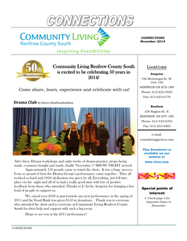 Community Living Renfrew County South Is Excited to Be Celebrating