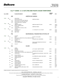 CLLI(TM) Codes