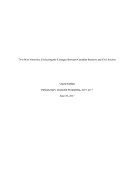 Two-Way Networks: Evaluating the Linkages Between Canadian Senators and Civil Society